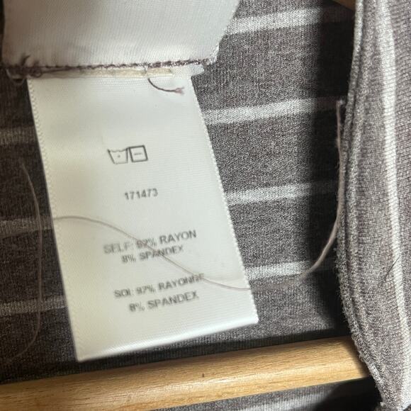 Dolan Women's Taupe Stripe Open Front Long Sleeve Jersey Blazer Size Large - Picture 4 of 7